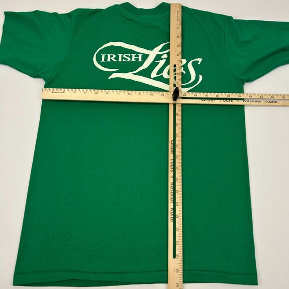 Vintage 80s Irish Lies Band Local Crew T Shirt Mens Small Ireland Roadie Green - Picture 8 of 8